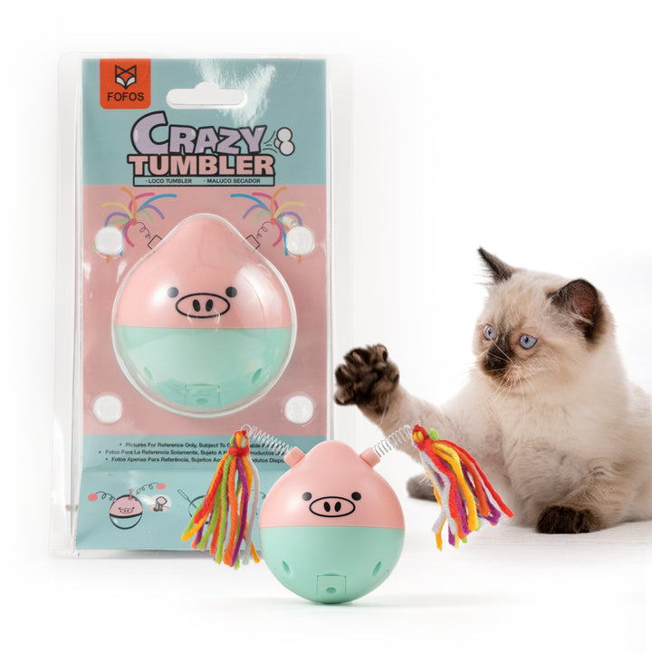 BarkButler x Fofos Electronic Cat Toys Crazy Tumbler Pig Pink Cat Toy - Rufftail