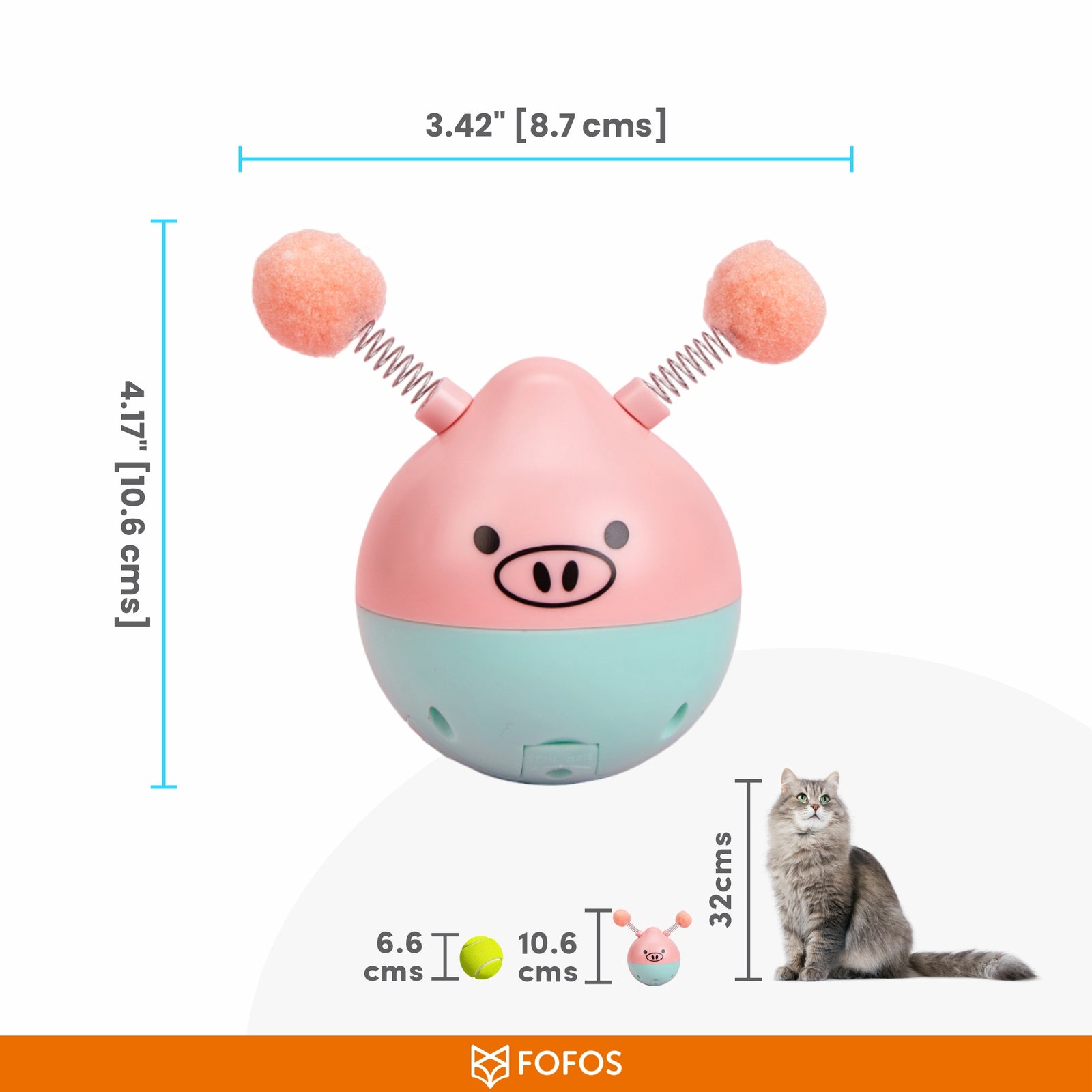 BarkButler x Fofos Electronic Cat Toys Crazy Tumbler Pig Pink Cat Toy product image 2 - Rufftail Pune