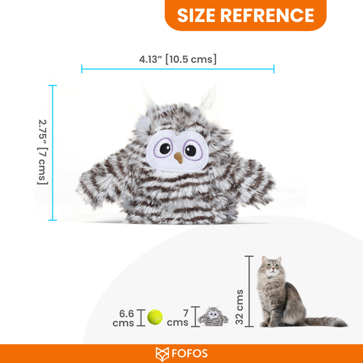 BarkButler x Fofos Flapping Owl Interactive Cat Toy- Grey Owl product image 3 - Rufftail Pune
