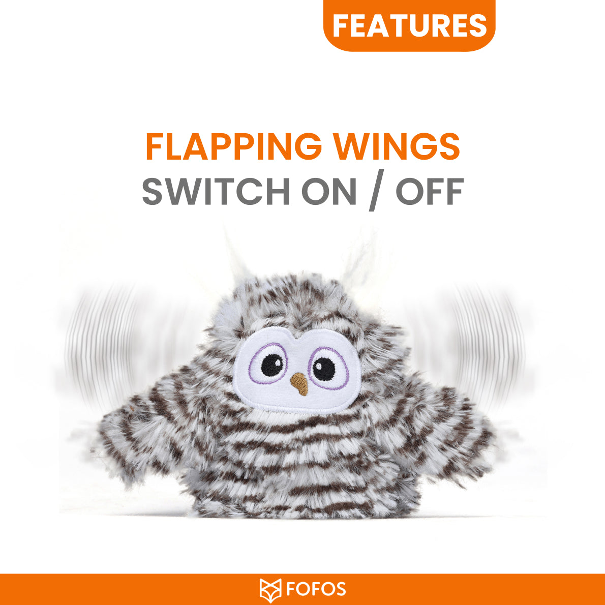 BarkButler x Fofos Flapping Owl Interactive Cat Toy- Grey Owl product image 4 - Rufftail Pune