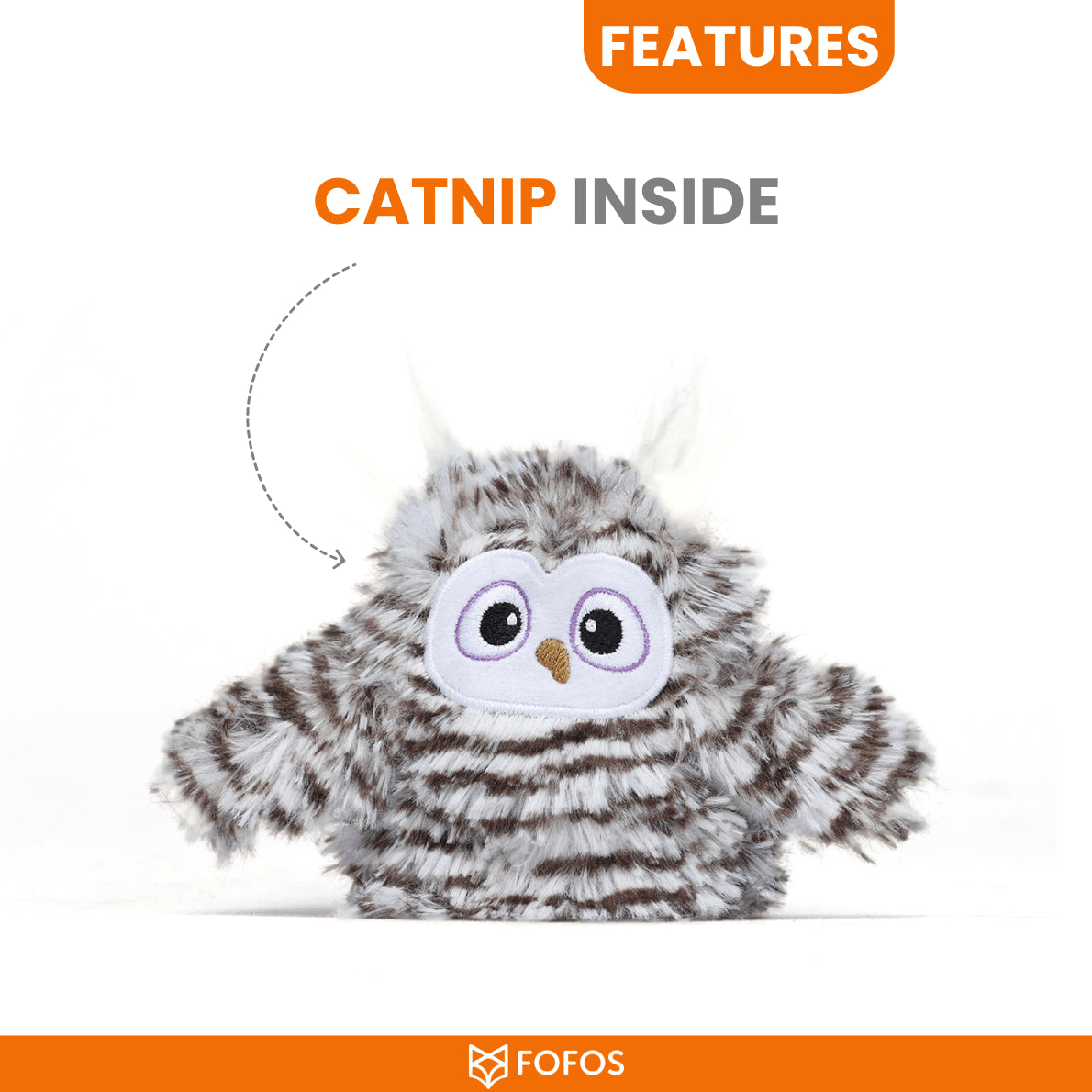 BarkButler x Fofos Flapping Owl Interactive Cat Toy- Grey Owl product image 6 - Rufftail Pune