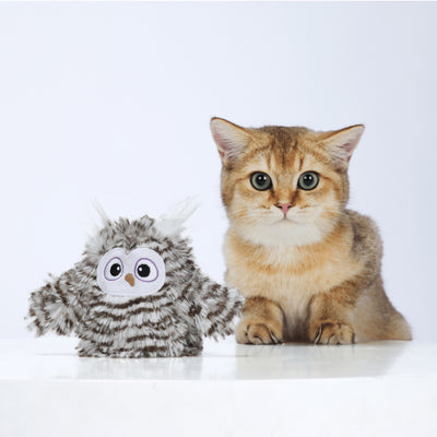 BarkButler x Fofos Flapping Owl Interactive Cat Toy - Grey Owl