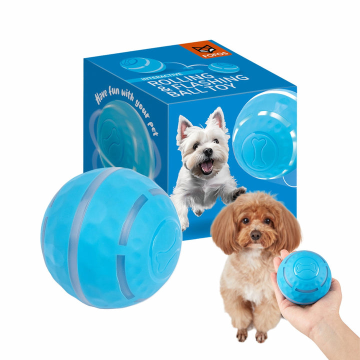 BarkButler x FOFOS Active Rolling Ball Dog Toy - Blue, with LED Lights - Rufftail