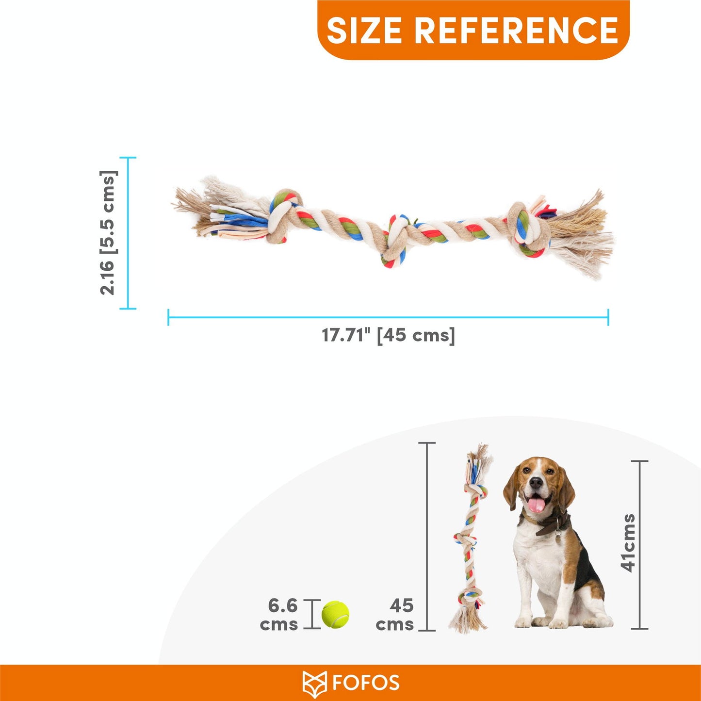 BarkButler x Fofos Flossy 3 Knots Rope Dog Toy - For Small-Medium - Rufftail