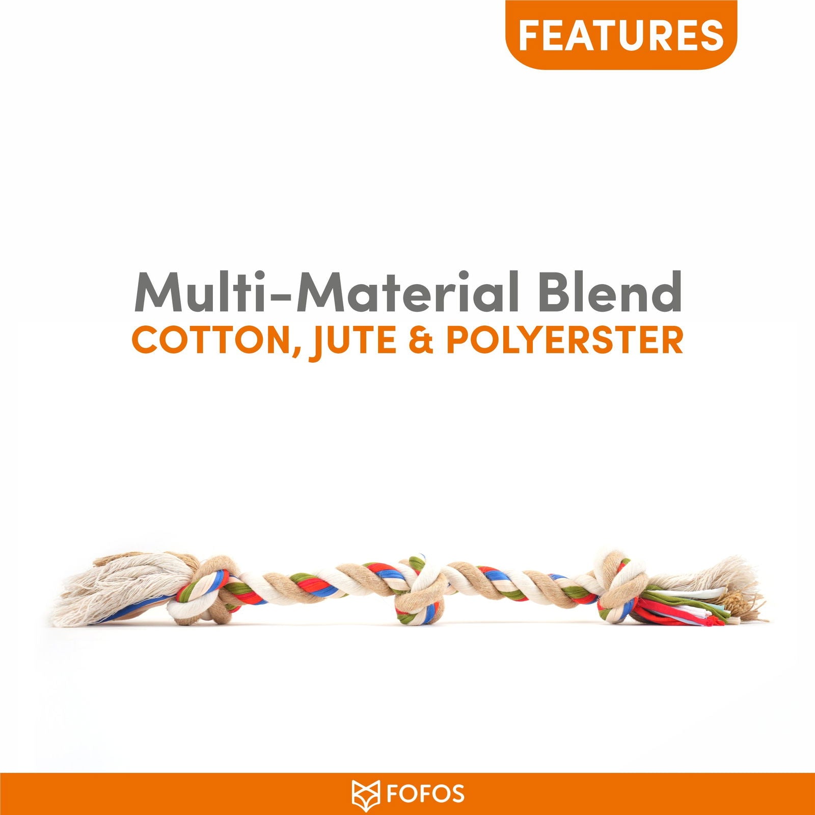 BarkButler x Fofos Flossy 3 Knots Rope Dog Toy - For Small-Medium - Rufftail