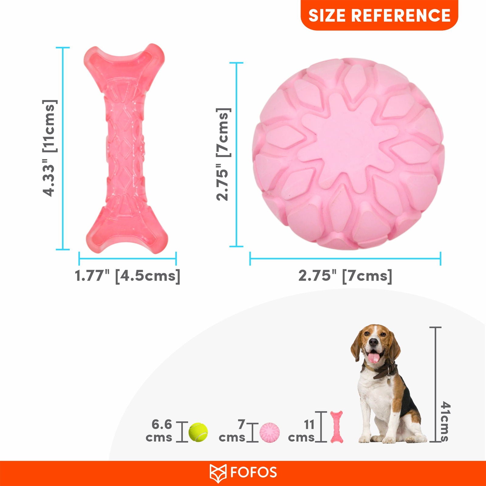 BarkButler x Fofos Milk Bone&Ball Puppy Teething Dog Toy Set- Pink product image 2 - Rufftail Pune