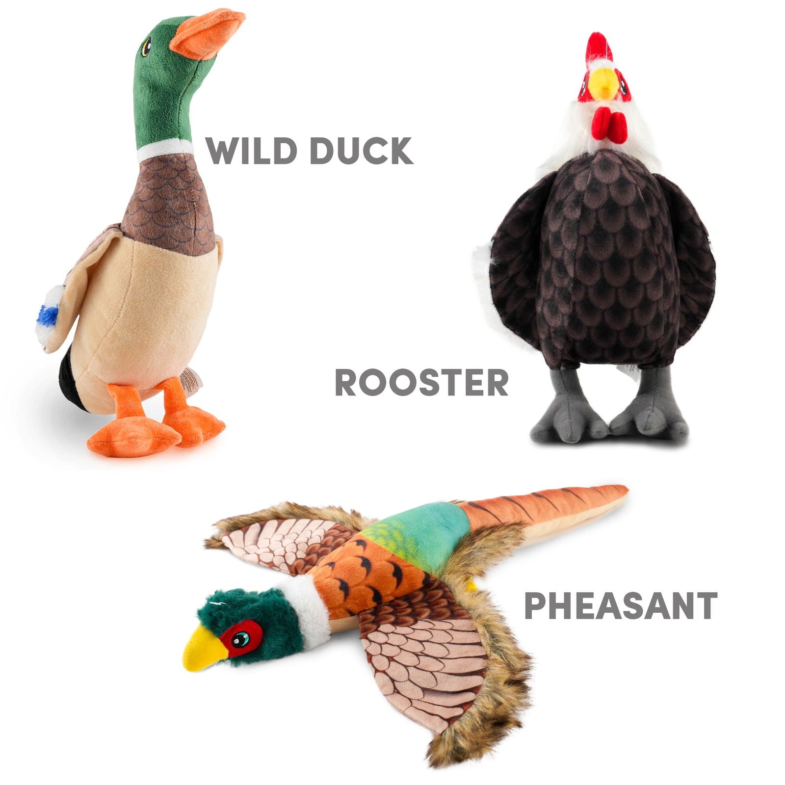BarkButler x Fofos Wild Duck Soft Squeaky Plush Dog Toy, Brown - Rufftail