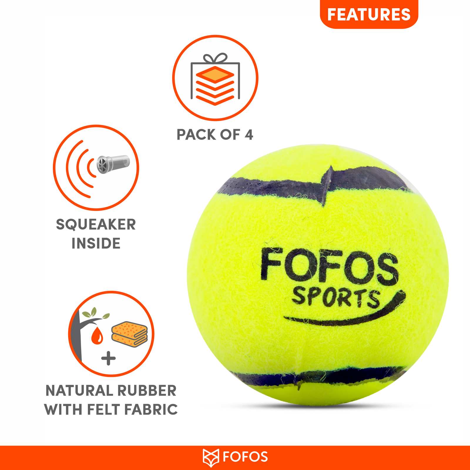 BarkButler x FOFOS Sports Fetch Ball 4pk Dog Toy Set - Rufftail