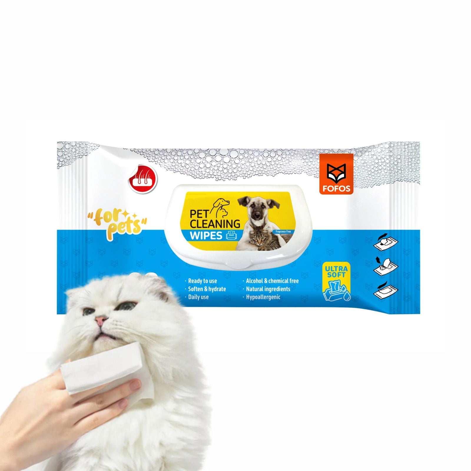 BarkButler x FOFOS Pet Cleaning Wipes- Anti-Bacterial Lotion Infused Unscented Pet Wipes - Rufftail