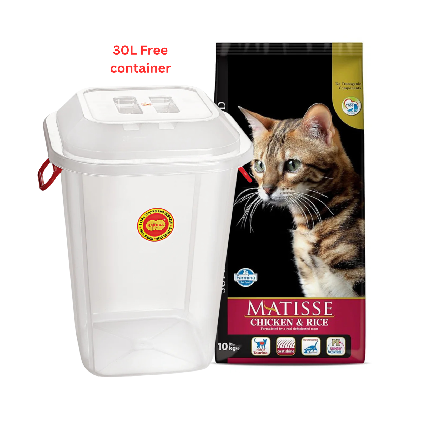 Farmina Matisse Premium Chicken & Rice Adult Dry Cat Food 10kg with Free Container 30L