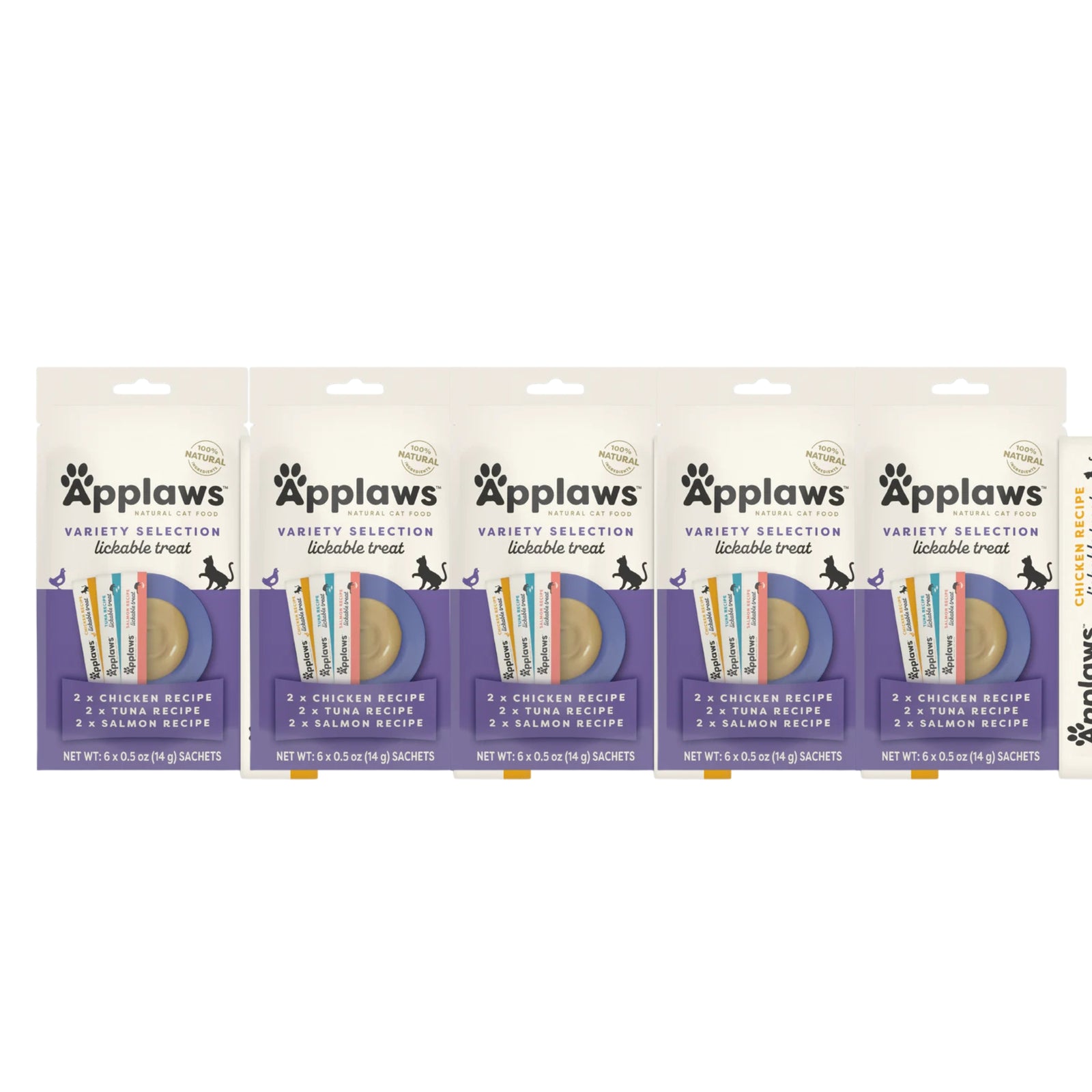 Applaws Wet Cat Treats Variety Lickable Treats (Chicken, Tuna & Salmon) (14 g x 6 Tubes) - Rufftail