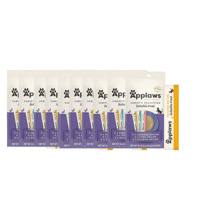 Applaws Natural Grain-Free Complementary Wet Cat Treats – Variety Lickable Treats (Chicken, Tuna & Salmon) 6 x 15g