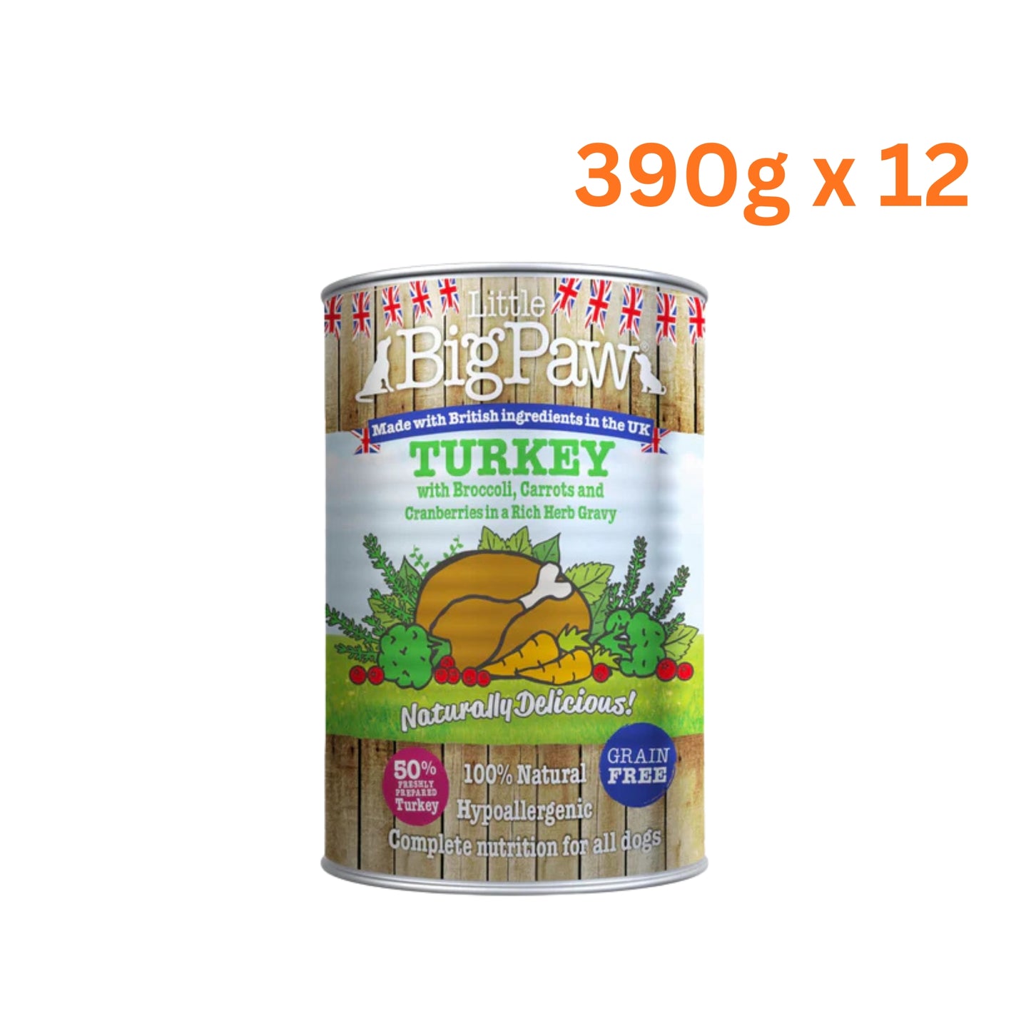 Little Big Paw Turkey, Cranberries & Herbs for Adult Dogs - 390g