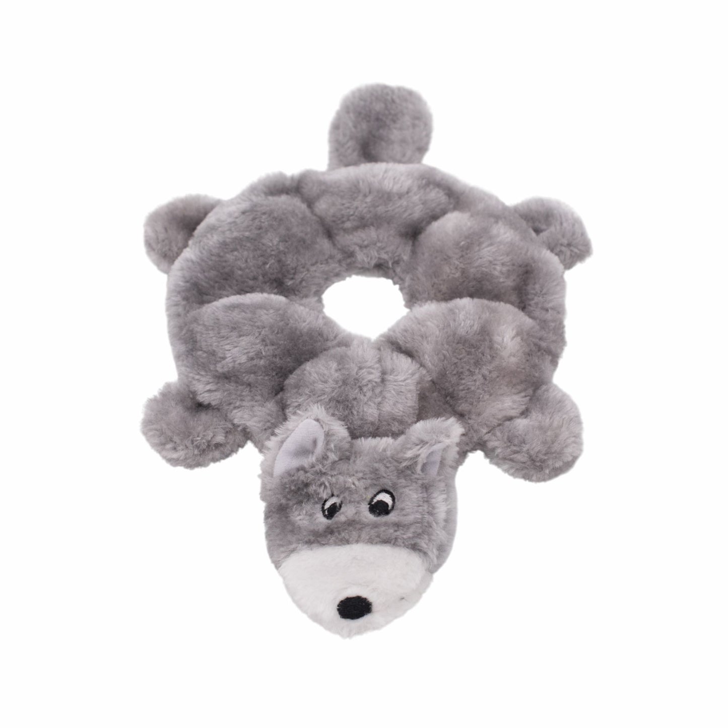 Zippy Paws Loopy - Wolf Dog Plush & Squeaky Cuddle Buddy Toy - Rufftail