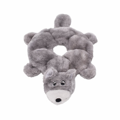 Zippy Paws Loopy - Wolf Dog Plush & Squeaky Cuddle Buddy Toy - Rufftail