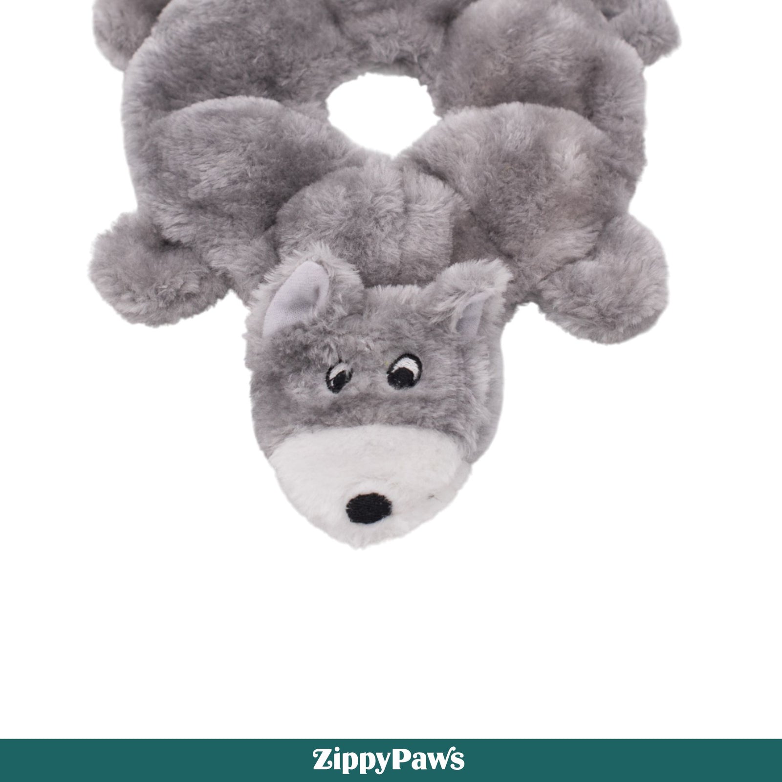 Zippy Paws Loopy- Wolf Dog Plush & 7 Round Squeaky Toy product image 2 - Rufftail Pune