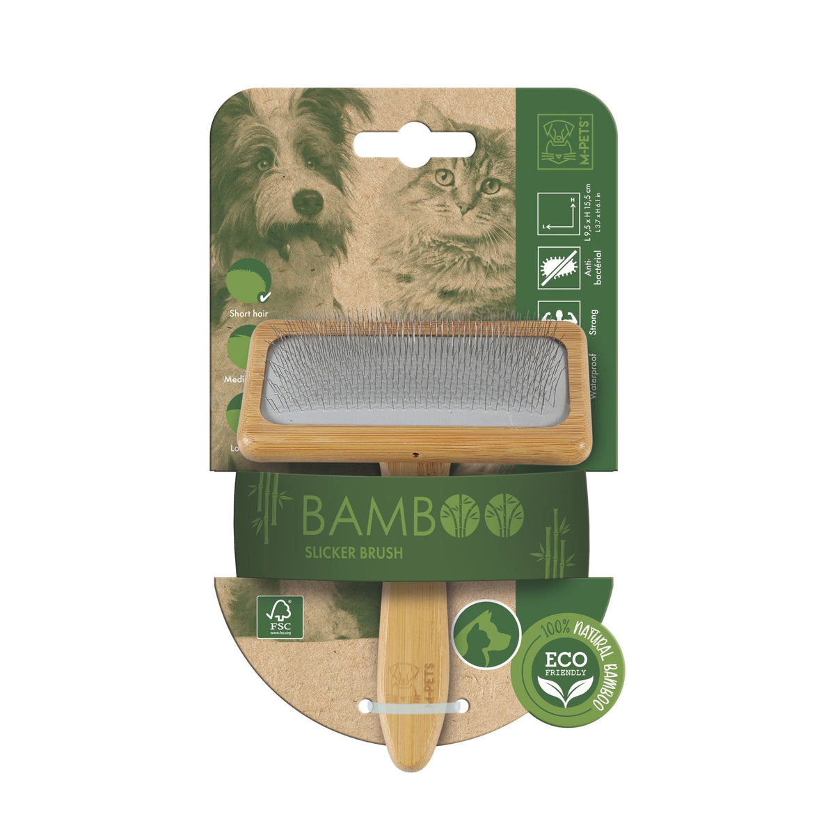 M-PETS Bamboo Slicker Brush For Pets - Rufftail