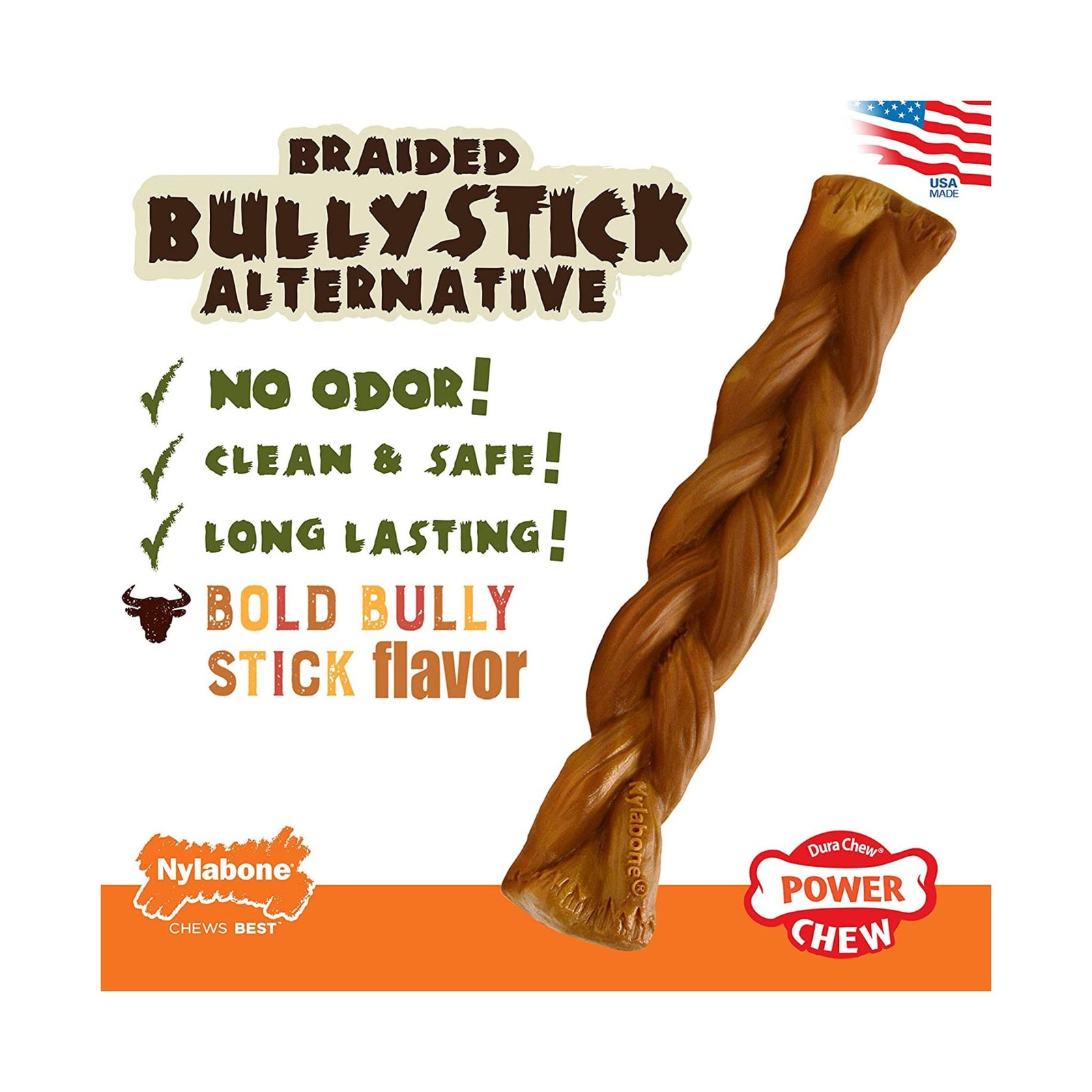 Nylabone Power Chew Bully Braid Stick Alternative Toy - Rufftail