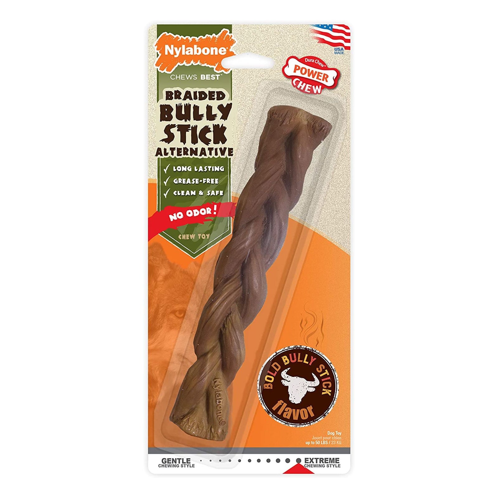 Nylabone Power Chew Bully Braid Stick Alternative Toy - Rufftail