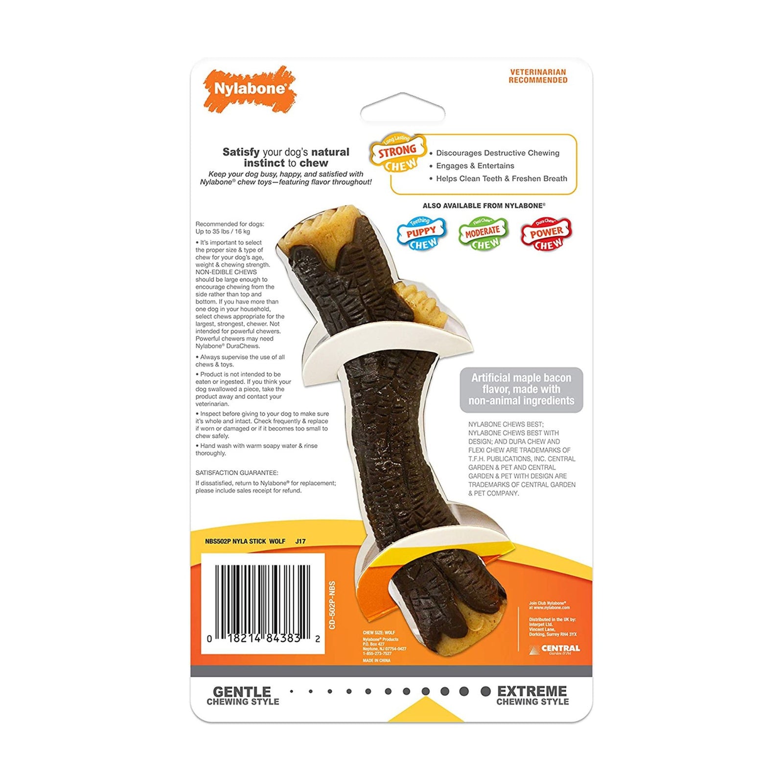 Nylabone Strong Chew Real Wood Stick Toy - Rufftail