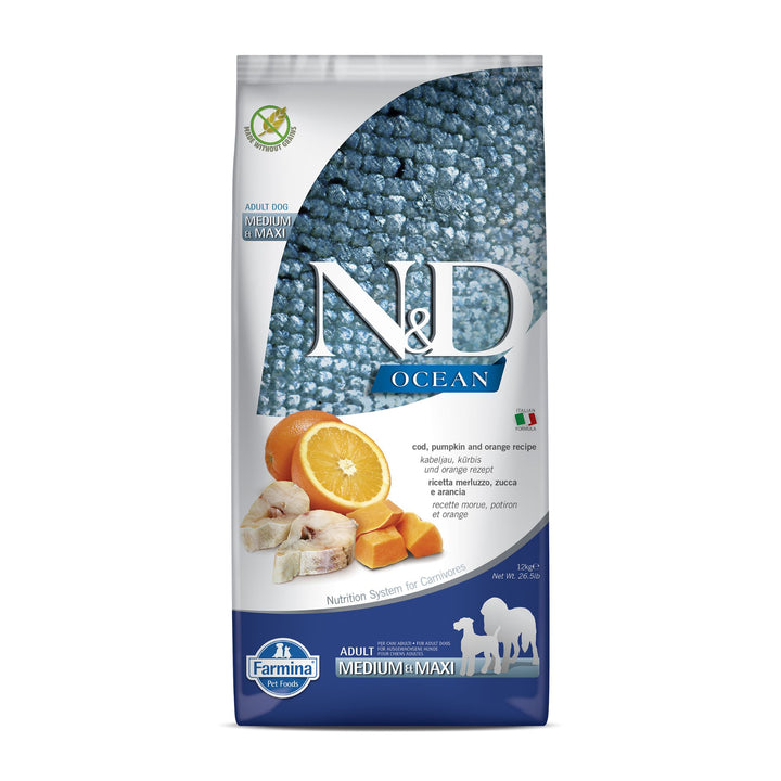 Farmina N&D Ocean Cod Fish, Pumpkin & Orange Recipe - Adult Medium & Maxi - Rufftail