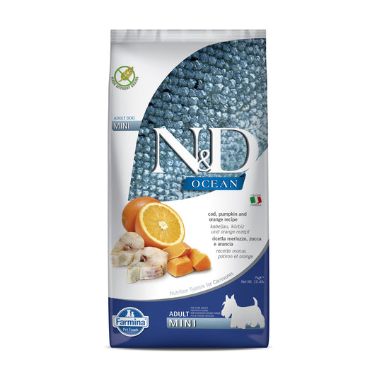 Farmina N&D Ocean Codfish, Pumpkin & Orange Recipe - Adult Mini Dry Dog Food - Rufftail