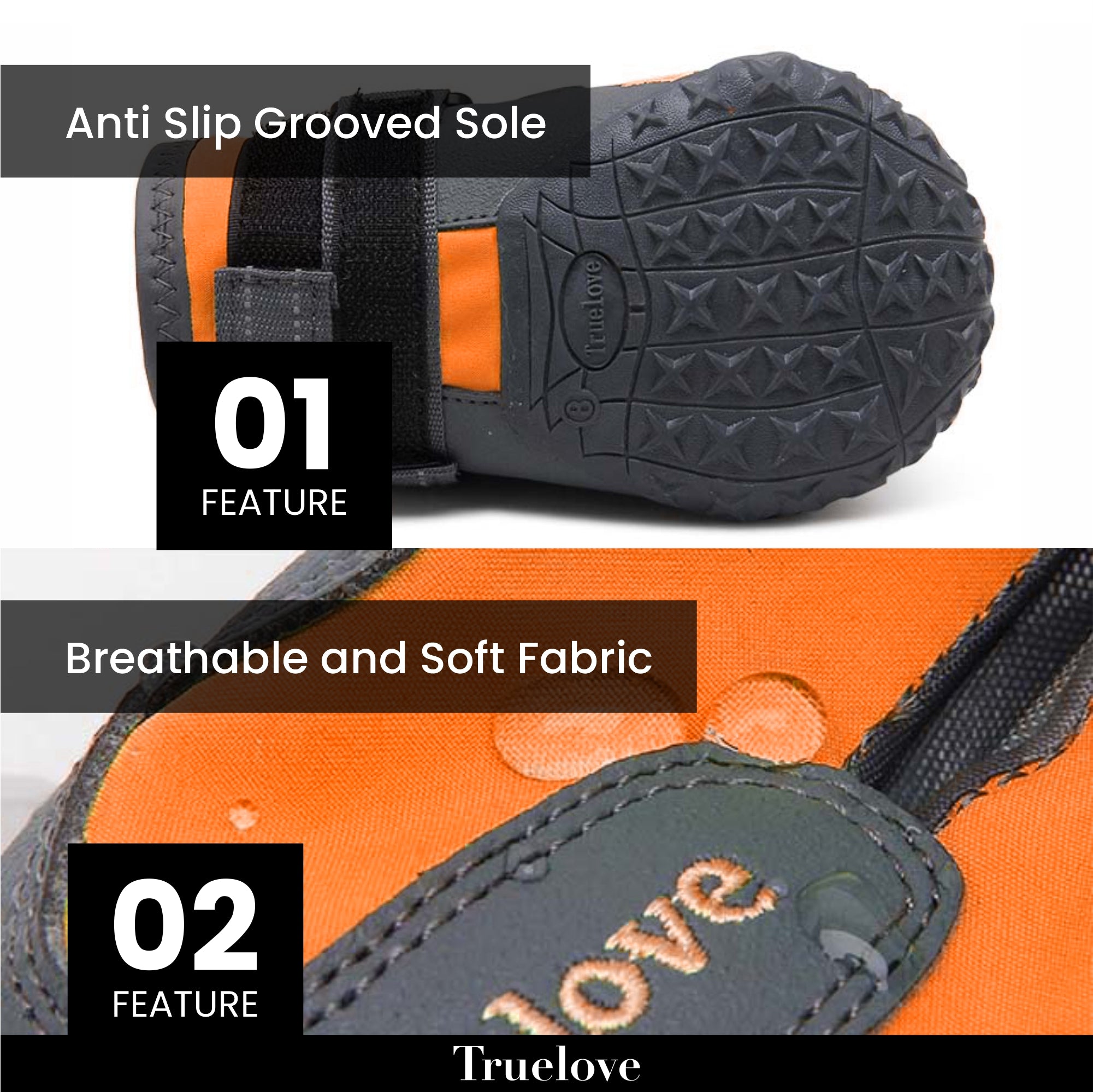 Truelove All Weather Dog Shoes - Neon Orange (Set Of 4) - Rufftail