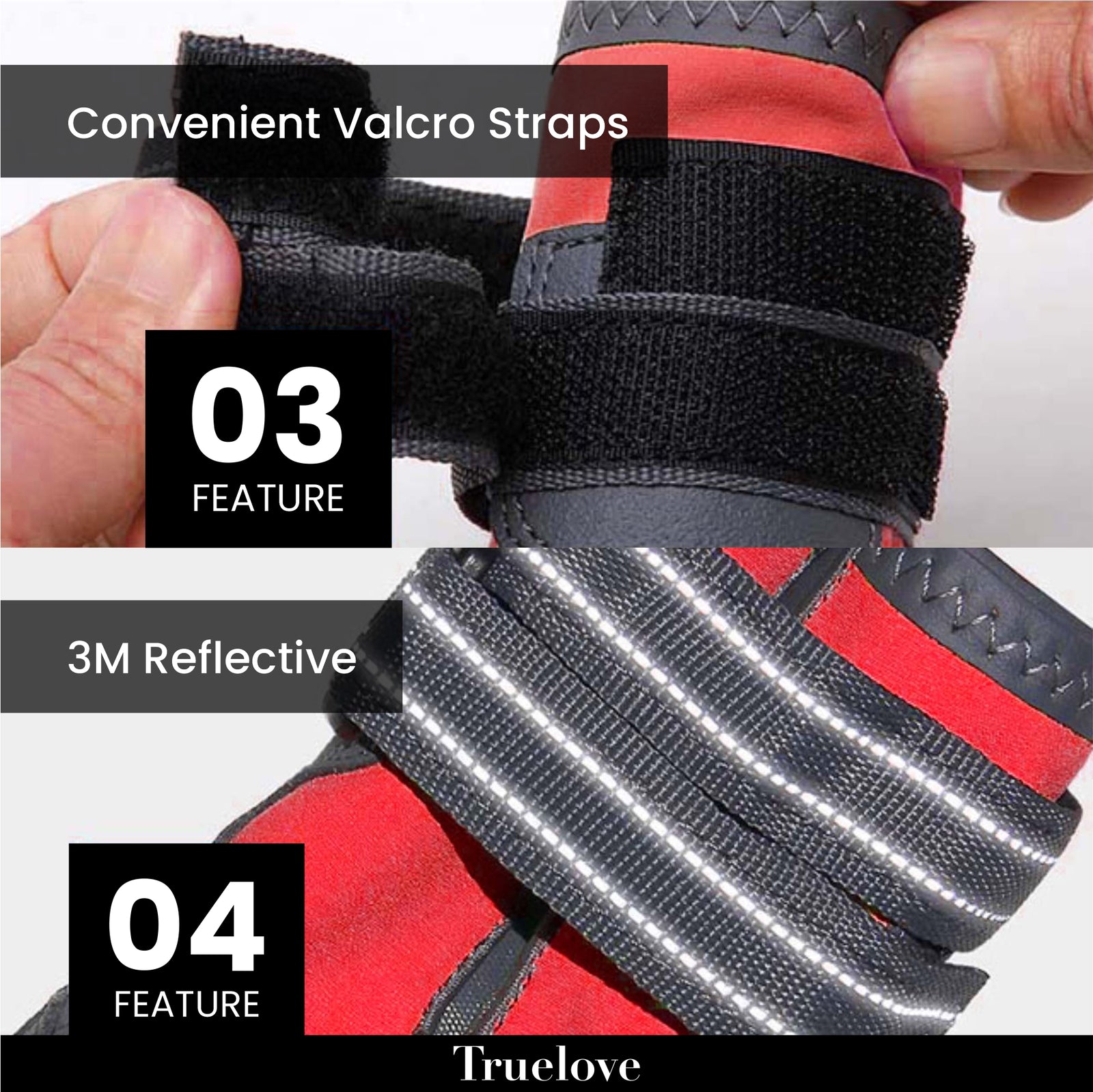 Truelove All Weather Dog Shoes - Red (Set Of 4) - Rufftail