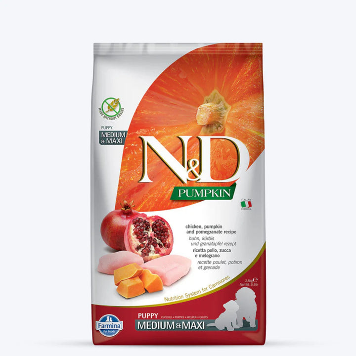 Farmina N&D Pumpkin Chicken, Pumpkin & Pomegranate Puppy Medium & Maxi Dry Food - Rufftail