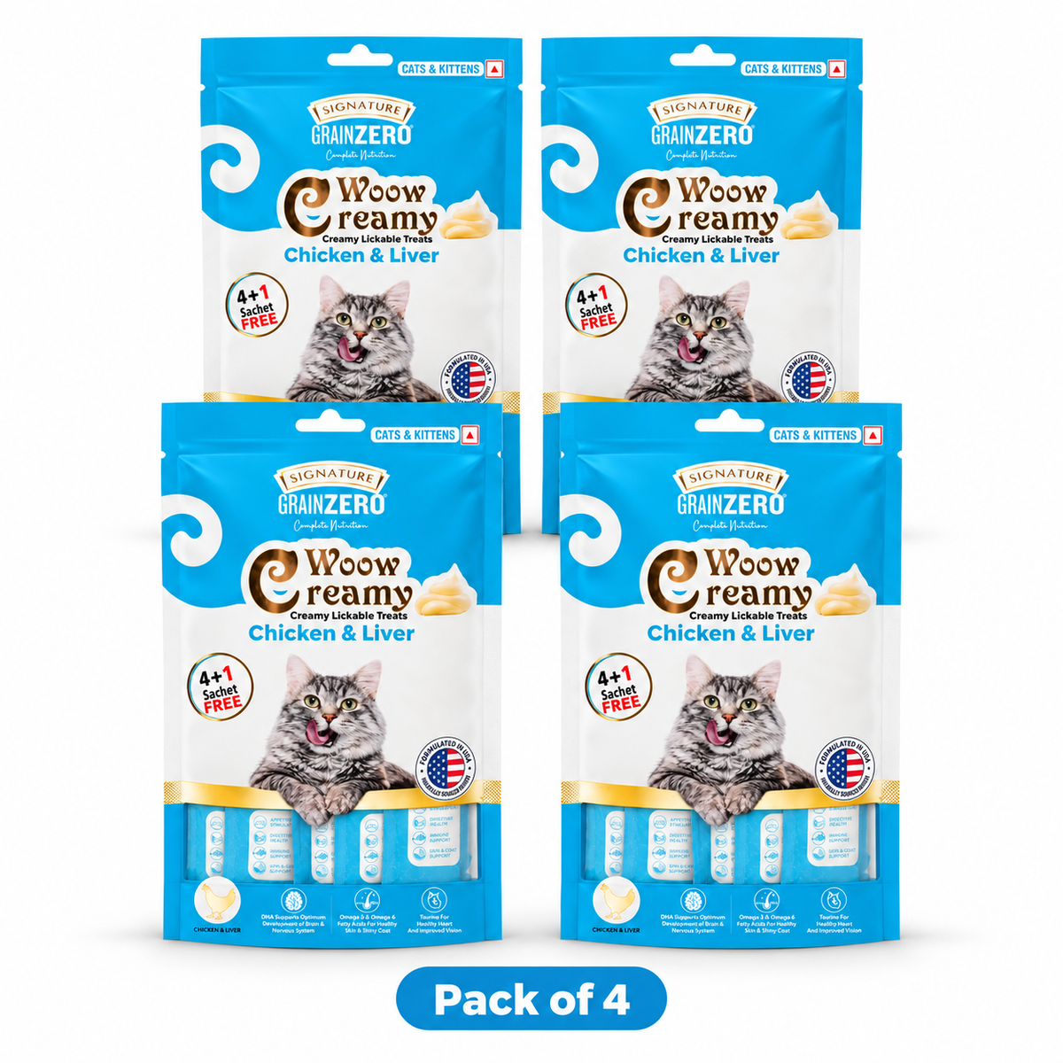 Signature Grain Zero Woow Creamy Chicken & Liver Lickable Treats For Cat & Kitten - 75 g